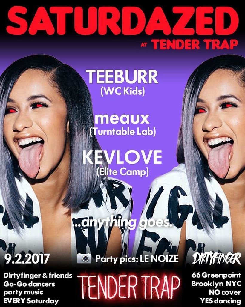 DIRTYFINGER's tweet photo. TONIGHT:
#SATURDAZEDPARTY
@itsteeburr @coffeewithmo @_kevlove
👅 @tendertrapbk
#tendertrap #saturdazed #teeburr #me… https://t.co/QlRn3c1ena https://t.co/dH9Z3tDT22