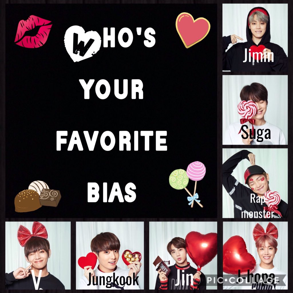 bts_tae4's tweet photo. Who's your favorite bias??? 💘💘💘 https://t.co/fJr8Ksw820
