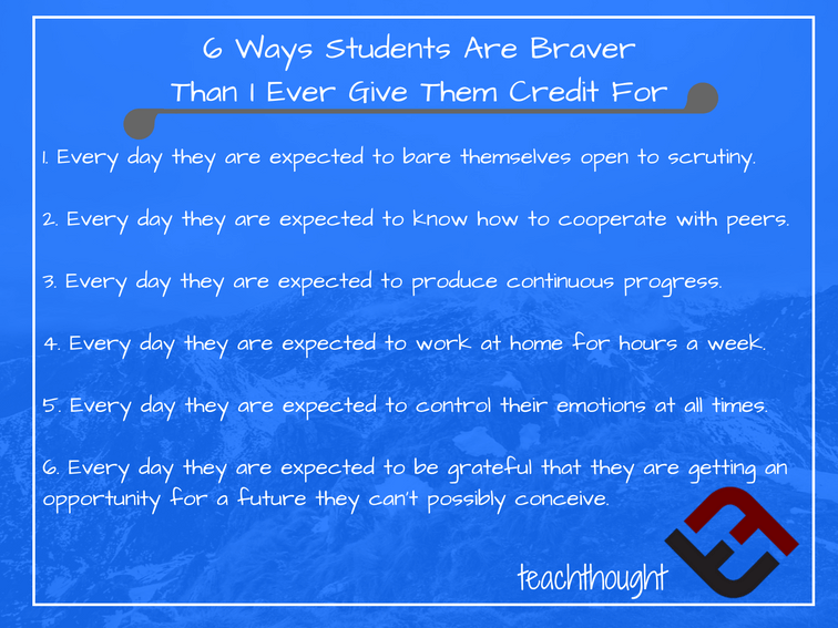 TeachThought's tweet photo. 6 Ways Students Are Braver Than I Ever Give Them Credit For  https://t.co/9W50sSQMoQ https://t.co/SAe3ijdHwi
