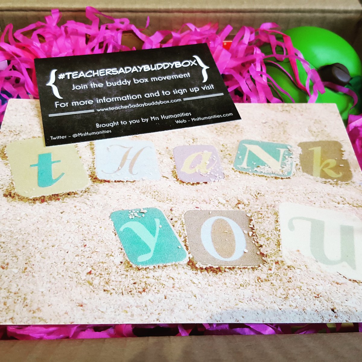 MrsHumanities's tweet photo. Very excited that the last of these #SurpriseSeptember boxes were posted today. Hope to see plenty of pictures 😀 #teacher5adaybuddybox https://t.co/KVlXulauon