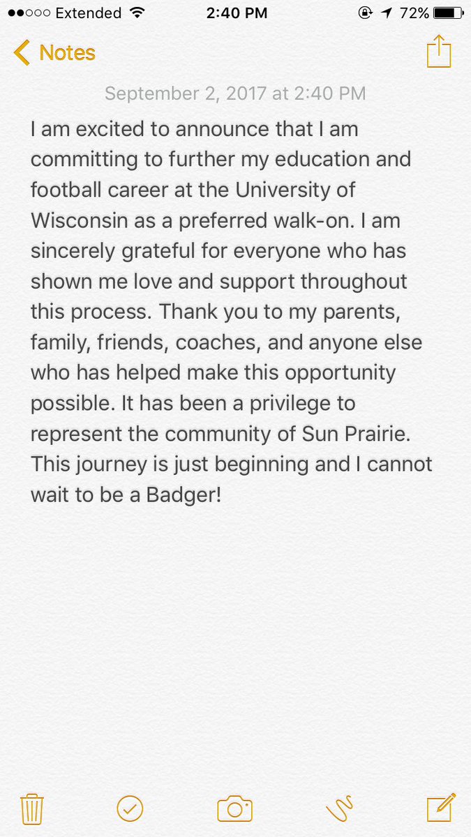 MartyStrey's tweet photo. Just chasing a dream🔴⚪️ #OnWisconsin #WalkOnU https://t.co/ZhjciiyPEB