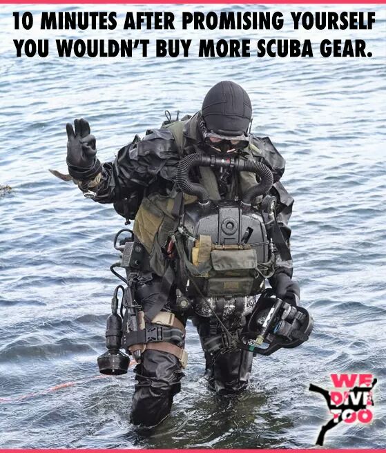 MiDiarioBuceo's tweet photo. 10 minutos después de que prometieras que no te comprarías más equipo de #buceo 😁😁😁😁 #humor #scubahumor #submarinismo https://t.co/BSa1bG7NUC