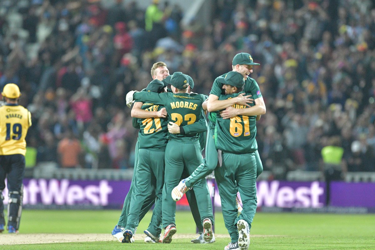 TrentBridge's tweet photo. Notts Outlaws become the first team to complete the domestic white ball double since Hampshire in 2012. Let's celebrate #Outlawed https://t.co/DJJyFMMnFu