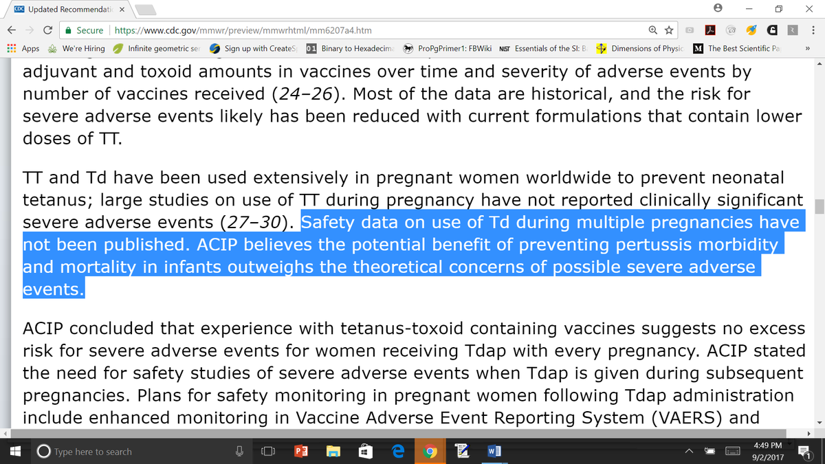 lifebiomedguru's tweet image. CDC prior to approval of TdAP use during pregnancy.  Untested, based on "BELIEF".  #notscience