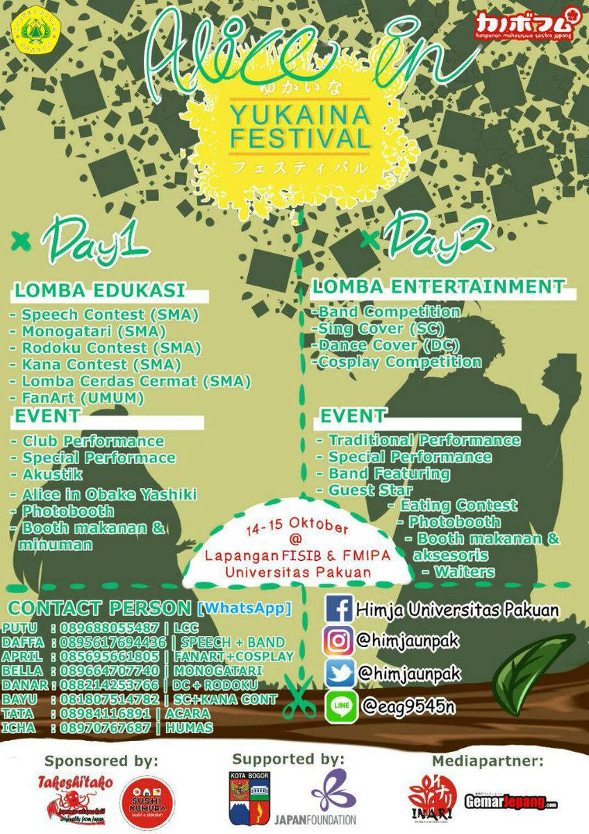 [EVENTS] Jangan lupa catat tanggalnya ya, biar gk ketinggalan acara yg satu ini^^ <a href="/himjaunpak/">#yukainafestival2017</a>