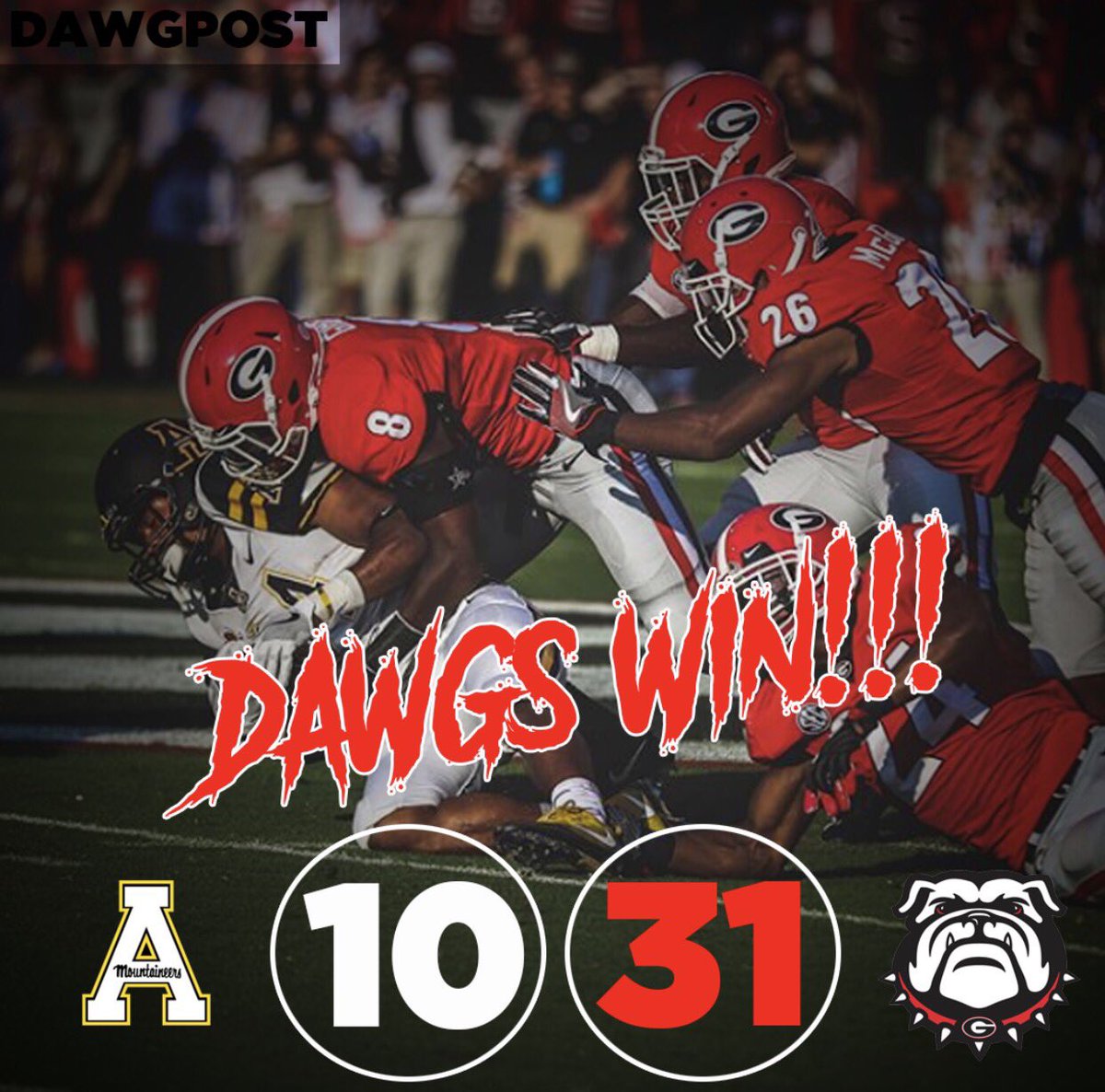 DawgPost_'s tweet photo. Georgia takes the W tonight against Appalachian State! #AppVsUGA https://t.co/NXRLucf1hc
