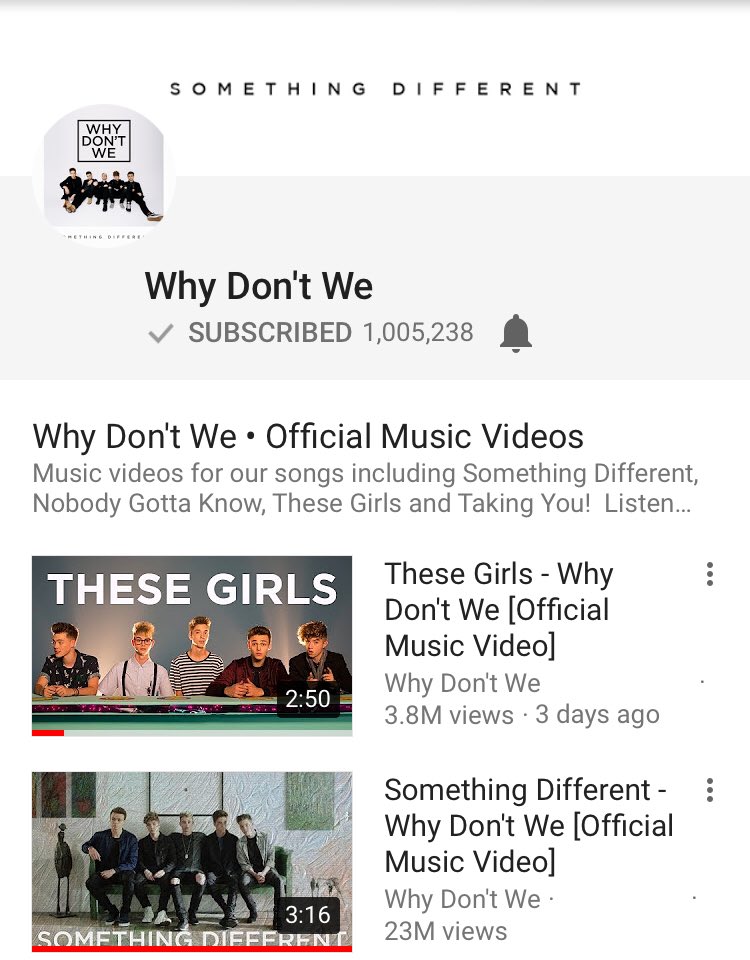 whydontwemusic's tweet photo. 1M strong. Thank you! https://t.co/jbUlLxpvmh
