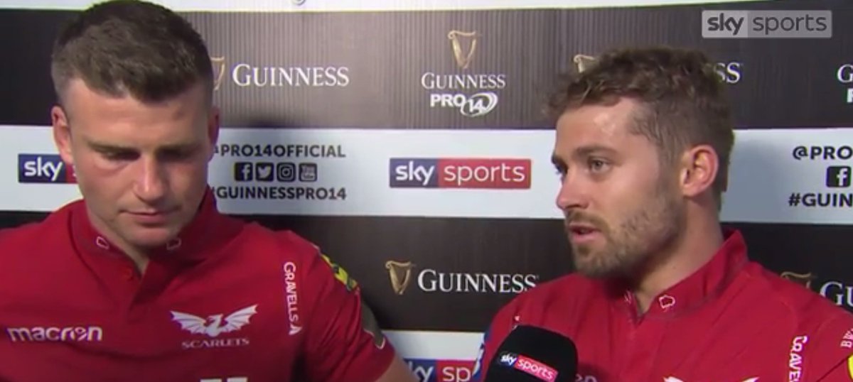 SkySportsRugby's tweet photo. WATCH: NEW dad @ScottWilliams_1 reacts to his #PlayerMic ...and @LeighHalfpenny1 offers his babysitting services! https://t.co/RgpbK8VgPK https://t.co/vQ8GmDELup