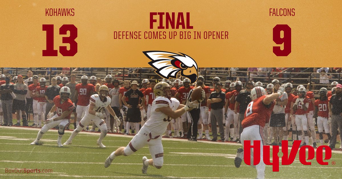 CoeAthletics's tweet photo. The Kohawk defense forced five turnovers in the opener, as Coe beat Wisconsin-River Falls. #IIAC #d3fb #KohawkNation https://t.co/ok9gdqzIb0