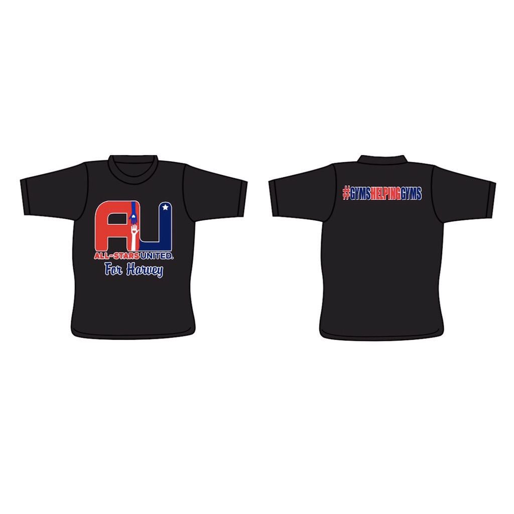 ALL proceeds will to benefit the gyms, studios, athletes,&amp; families affected in Houston area. allstarsunited.net to order by Sept. 8th!