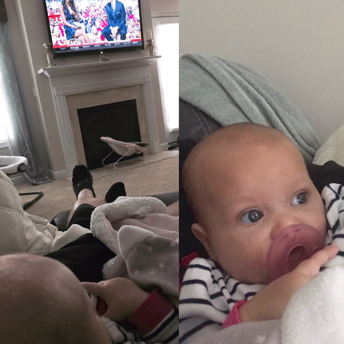 budjones53's tweet photo. Rowan's first College Game Day. She digs it. #GoCardsBeatPurdue https://t.co/eJQBB4gfRn