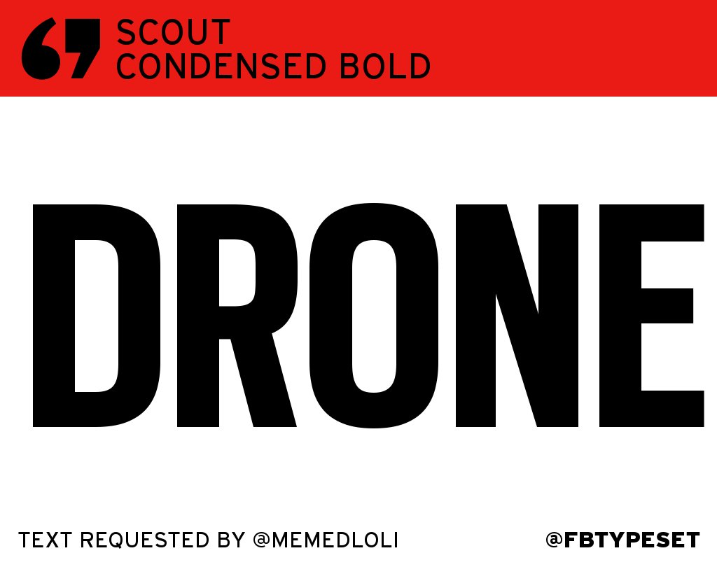 FBtypeset's tweet photo. @memedloli “DRONE” in Scout Condensed Bold https://t.co/zZtNsRLOtr