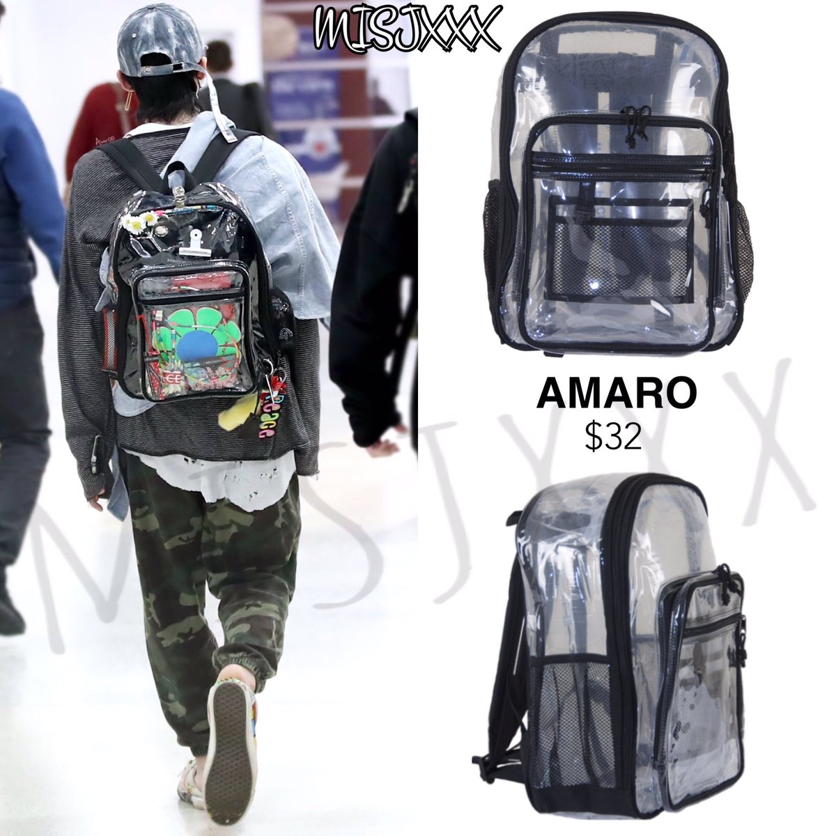 Amaro Rugged Transparent Clear See-Through Backpack