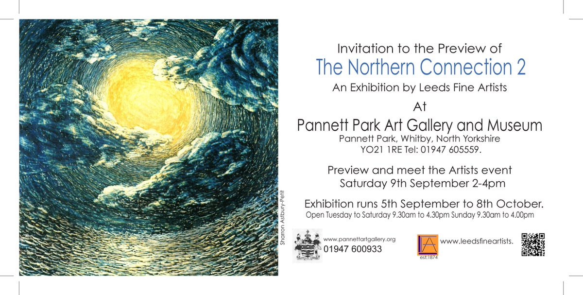 LeedsFineArt's tweet photo. #LFA #EXhibition @pannett_art 5 Sept-8 Oct #preview 9 Sept 2-4 - all welcome https://t.co/zVOvoWzQme