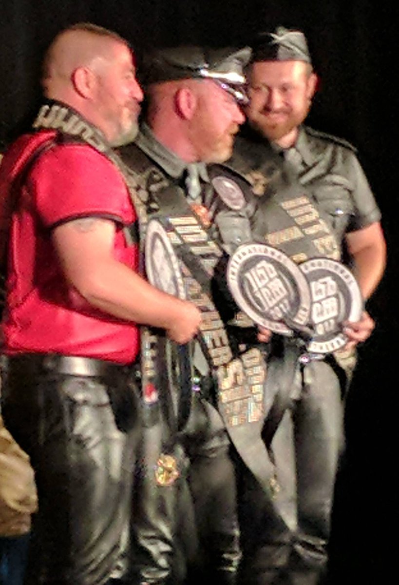 ILSBICBB's tweet photo. 2018 International Leather Sir Major Ty, Leather boy Kaz &amp; Community Bootblack John Urso #OnlyatILSb #OnlyatICBB https://t.co/P8F6lE9fvW