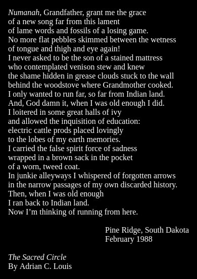 mypoemoftheday's tweet image. #RandomPoetry: The Sacred Circle #AdrianCLouis #poetry