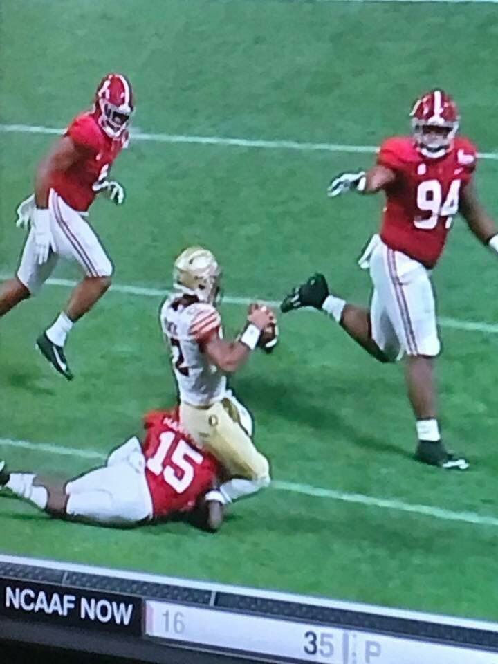 LanceAlred's tweet photo. #FSUvsAlabama cheap, low down hits and missed PI penalties. Welcome to playing "Bama". https://t.co/idLded7ENz