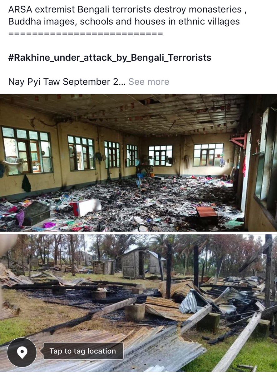 Naingtun_myan's tweet photo. #Rakhine_Under_Attack_By_Bengali_Terrorists burning monasteries, schools @ZawHtayMyanmar @YangheeLeeSKKU @matthewfsmith @ABC @CNN @BBC @UN https://t.co/TkBuG98I4t