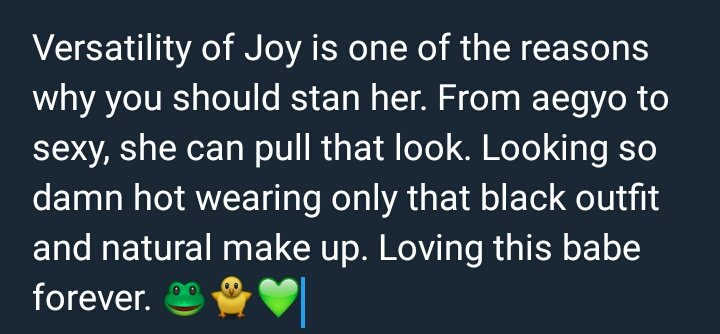 yejiapsabitubii's tweet photo. @WhoGoatQueenxx @RVsmtown @rvelites @SMTOWNGLOBAL @RedVelvetUpdate Our queen of aegyo joy looking so 🔥.
Here are photos of Joy during their Be Natural Era. #HappyJoyDay #Joy #ParkSooYoung #RedVelvet #reveluv https://t.co/51OVh4rZri