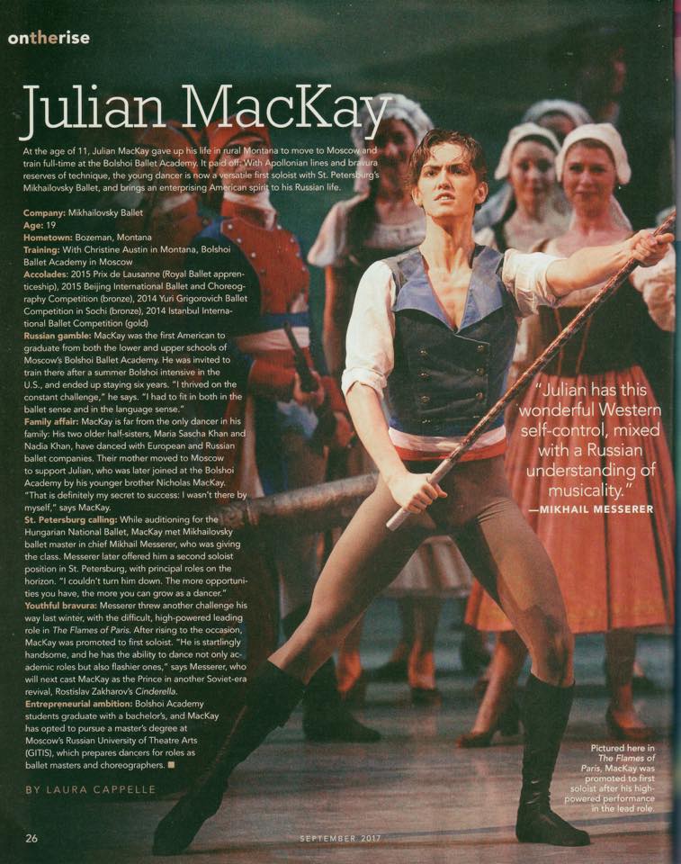 LauraCappelle's tweet photo. On the Rise feature for @Dance_Magazine's September issue: @JulianMacKay brings an enterprising spirit to his career @Mikhailovsky. https://t.co/13nmZWcEhm
