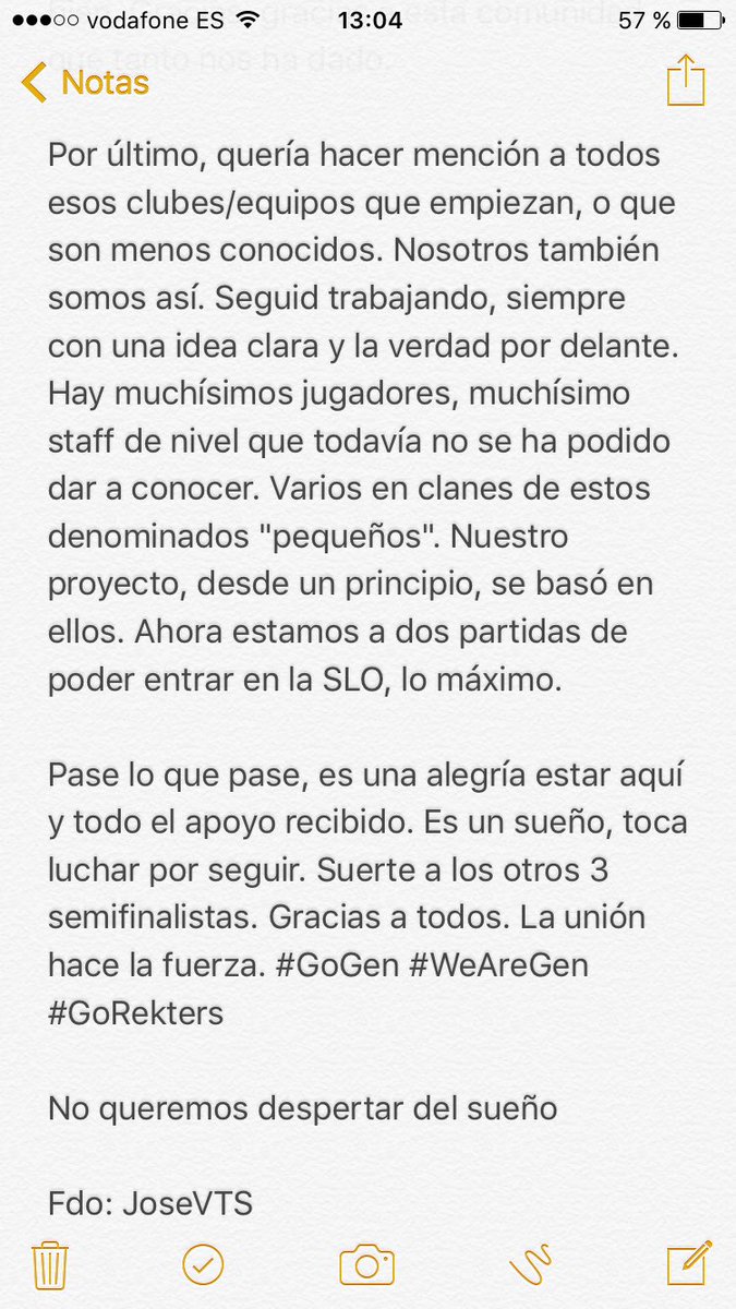 JoseVTS's tweet photo. Hoy es un día importante. Sentía tener que decir unas palabras: 

@TeamGeneticNKZ @GeneticClubES @royalerekters @LVPesClash @LVPes 

Gracias https://t.co/TUEfb2dqcl