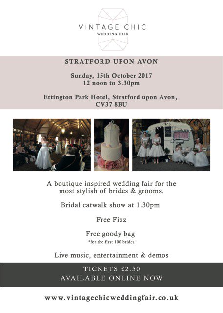 Come and see me at the Vintage Chic Wedding Fair, 15th Oct, Stratford upon Avon! First 100 brides get a free goody bag :-) <a href="/Vintagechicwed/">Vintage Chic Wedding</a>