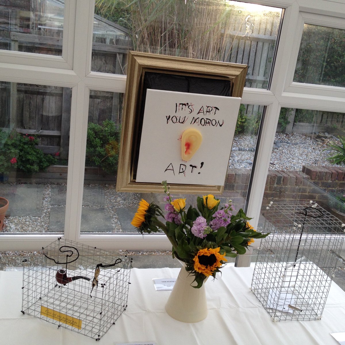 DaddyP's tweet photo. Coastal Currents Open Studio 2017 also provided some sunflowers for Van Gogh's ear. A gift! #ccfest2017 #coastalcurrents #fairlightfringe https://t.co/SUwYG3Na2y