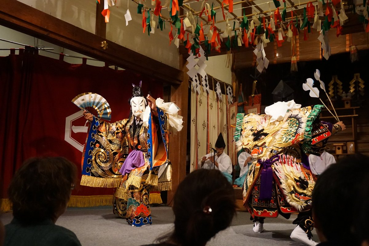 かげこ165 Twitterren 9 2 温泉津 龍御前神社 夜神楽 下来原西組神楽社中 塵輪 石見神楽 温泉津温泉