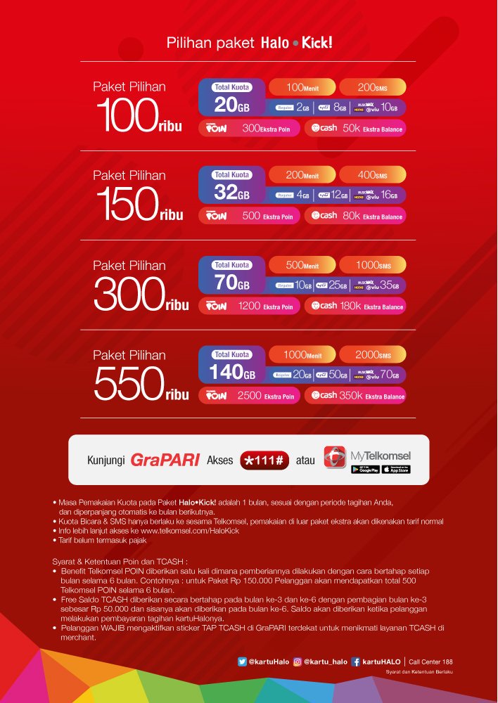 radiosushifm's tweet photo. #HaloKick dgn kuota internet yang lebih besar, Free Telkomsel POIN, Free Saldo Tcash, &amp; Free access content Entertainment buat Sushi mitra https://t.co/AuG3dcVtGT