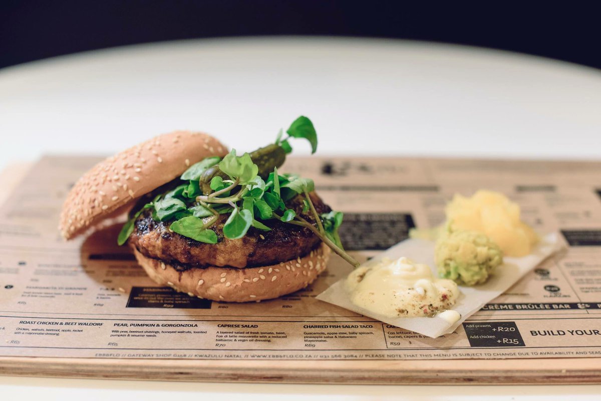 EbbFloCafe's tweet photo. Durban's tastiest burgers! Whether it's chicken, beef, vegetarian or banting friendly - we've got you covered!  #ebbandflocafe #durban https://t.co/4k8yZZvKxU