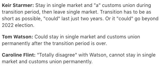 Labour's three positions on Brexit this morning. (Though Keir Starmer seems to have at least two positions himself.)