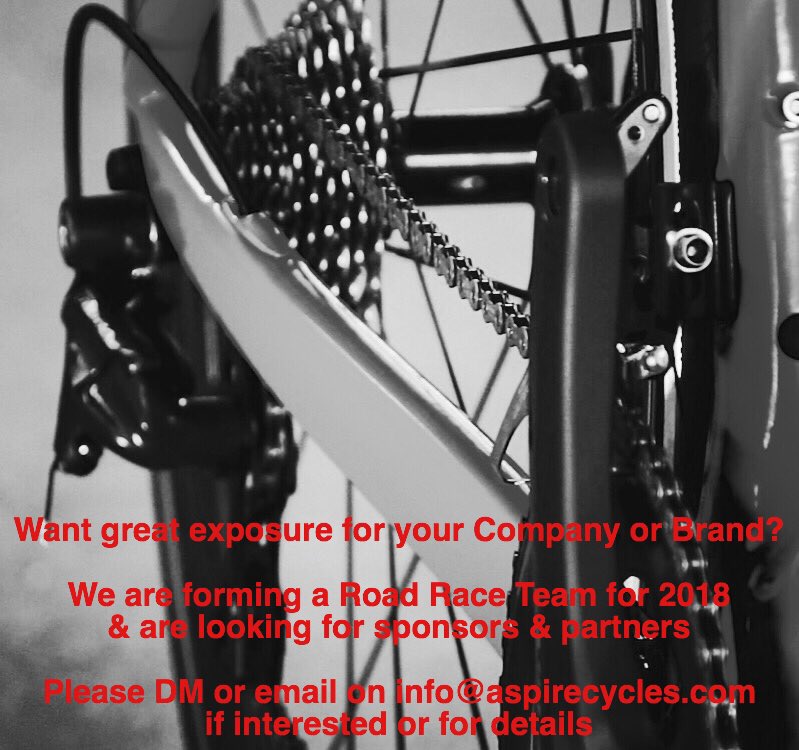 AspireCycles's tweet photo. Want great exposure for your C.O?

We are forming a Road Team for 2018 &amp; are looking for sponsors / partners

DM if interested / for details https://t.co/BtmvidkHxA