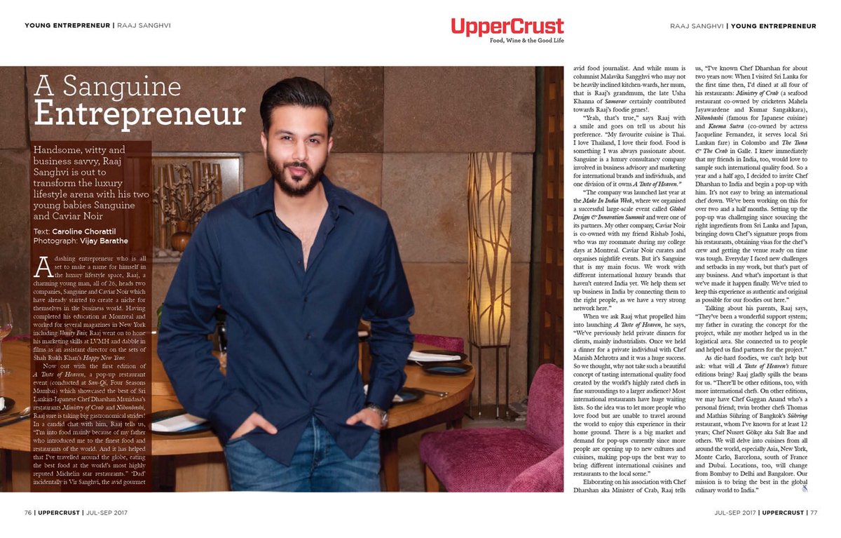 RaajSanghvi's tweet photo. Thank you for the kind words! @uppercrustmag https://t.co/mAnAw6RvvK
