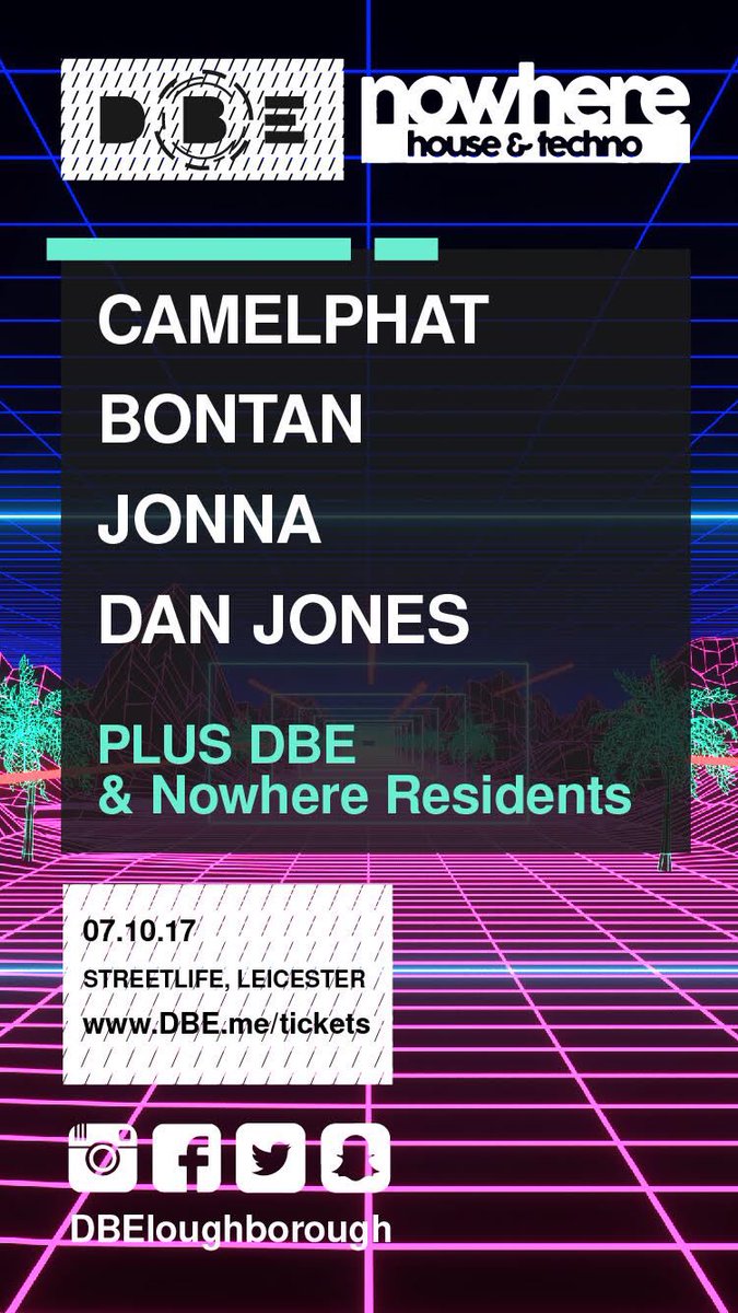 NOWHERE_DJ's tweet photo. We can't wait for our 1st party with @DBELoughborough - @BontanUK @CamelPhat &amp; loads more down at @DrydenStreetSC on 7th Oct 🐝🐝 https://t.co/8bIPt42b44