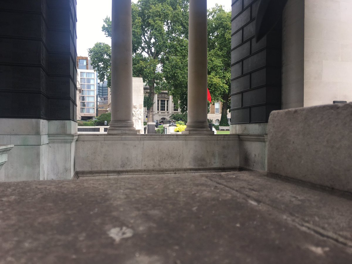 BillC373's tweet photo. Good to see @TowerBridge flying #theRedDuster on #MerchantNavyDay and #TrinityGreen @CWGC Merchant Navy Memorial prepped for a service. #LWF https://t.co/RHhKCeEOrd