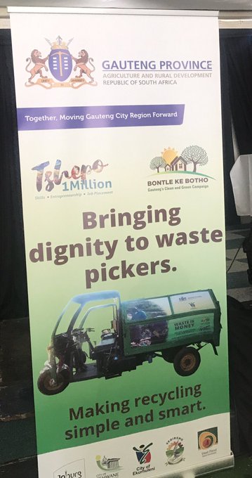 OfficialGDARD's tweet photo. The waste economy in South Africa is worth R17 billion. We want to turn waste pickers into business owners #BontleKeBotho #WastePickers17 https://t.co/Z0bA9Gxyqy