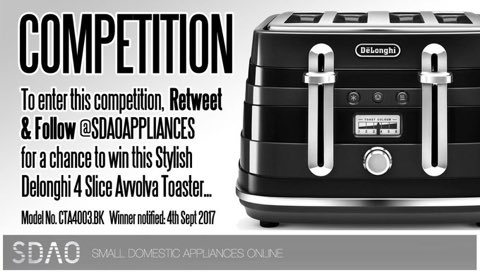 persephone765's tweet photo. @asteryellow  #giveaway #RT &amp; #follow  😃@SDAOAPPLIANCES for a chance to #win a Delonghi 4 slice toaster 😯 #FREE #winner drawn 4th Sept 2017 https://t.co/x713oQn8jX