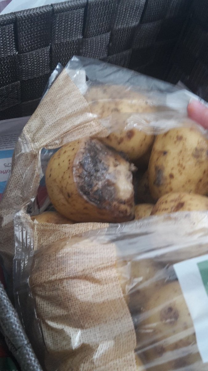 Sinead_Wonder's tweet photo. @Tesco this is what arrived in my online shop today. The whole 2.5kg were ruined as this had leaked in the bag 😤😳 https://t.co/lc59XAXSOv