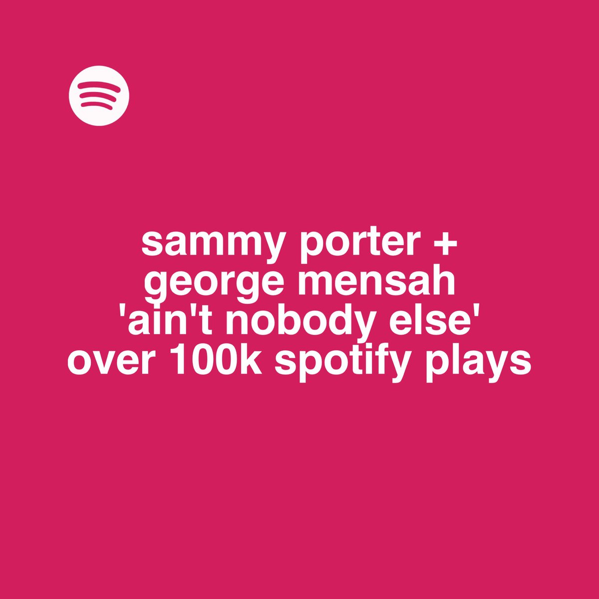 GeorgeMensah's tweet photo. My debut release with @iamsammyporter broke the 100k mark on @Spotify this week! #AintNobodyElse
@AustinDarbo
New release drops Friday๐ถ https://t.co/BagT6xhmMZ
