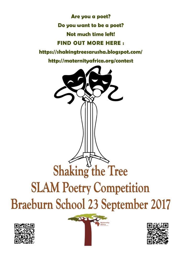 Come on all you poets! This years theme is 'Identity'  Finalists perform 23 Sept Braeburn School, Arusha. Check out website for details!