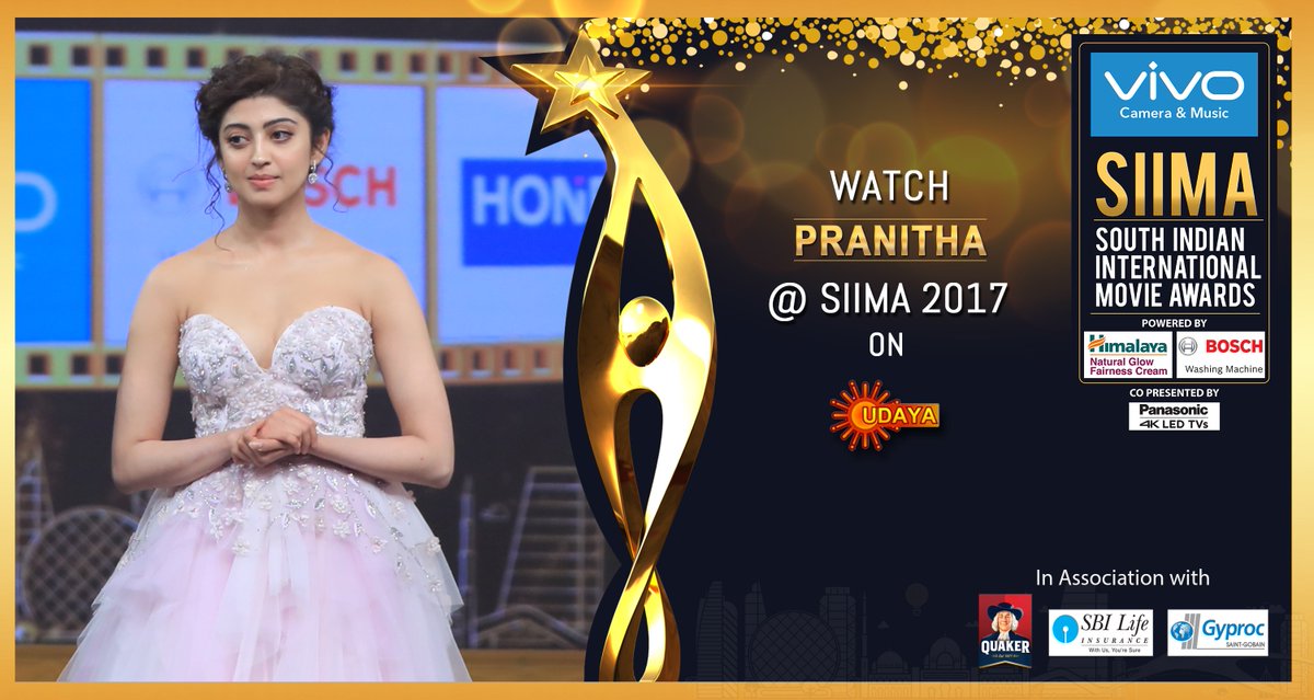 siima's tweet photo. Watch the stunning @pranitasubhash perform on #VIVOSIIMA on @UdayaTV now. @Vivo_India #SIIMA2017 https://t.co/5oa84B9N3Q