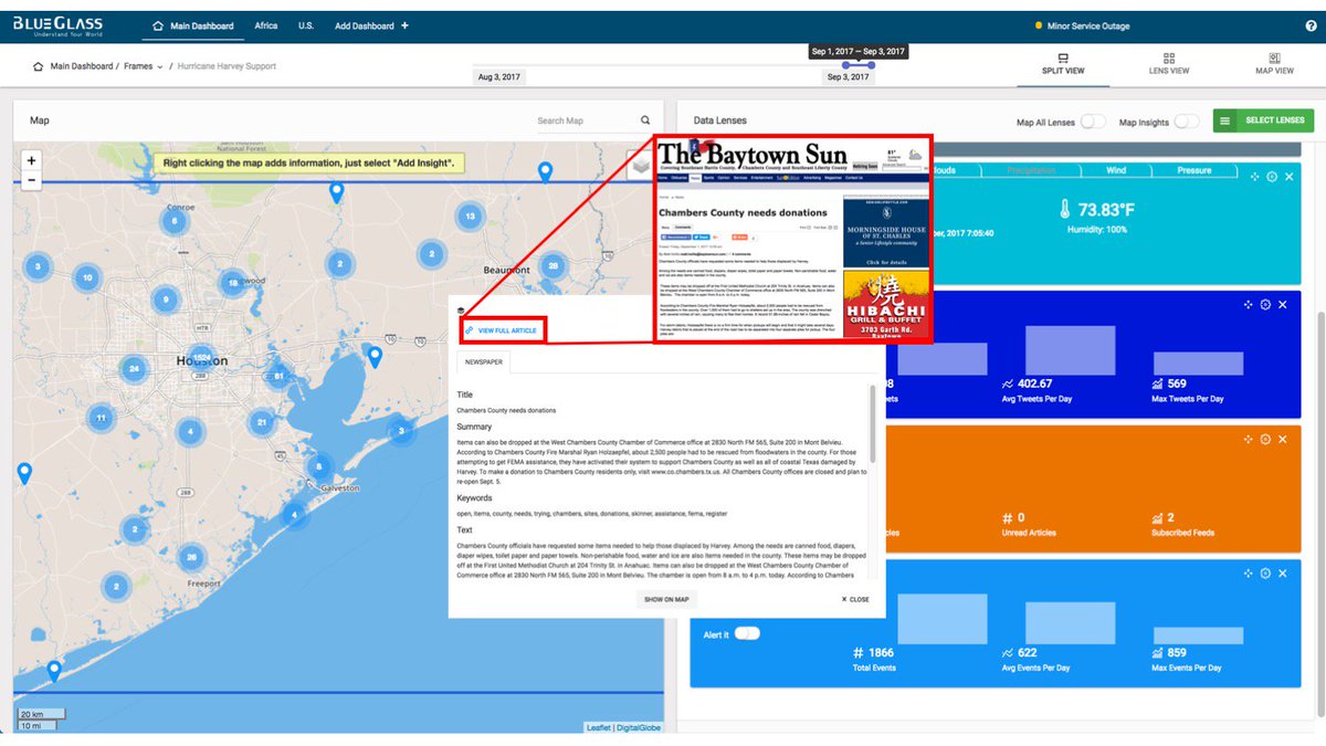 GeoSpark_io's tweet photo. News reports now available in #GeoSparkBlueGlass as part of the effort to #MapHarvey and raise money. @CityofBaytown @TheBaytownSun #Donate https://t.co/hRH0EqGbA6