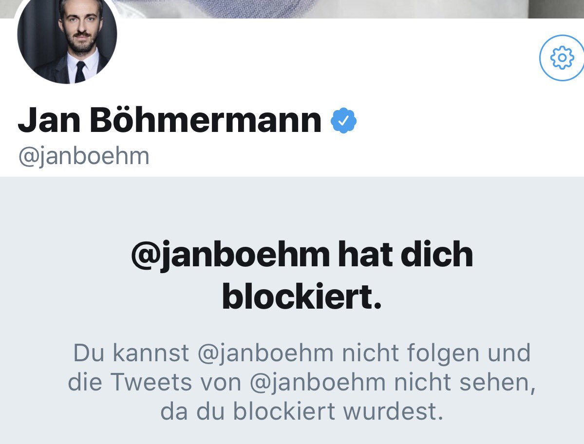 GtzFrmming's tweet photo. Jetzt hat er mich blockiert... der Jan #Böhmermann https://t.co/KF6y65upIe