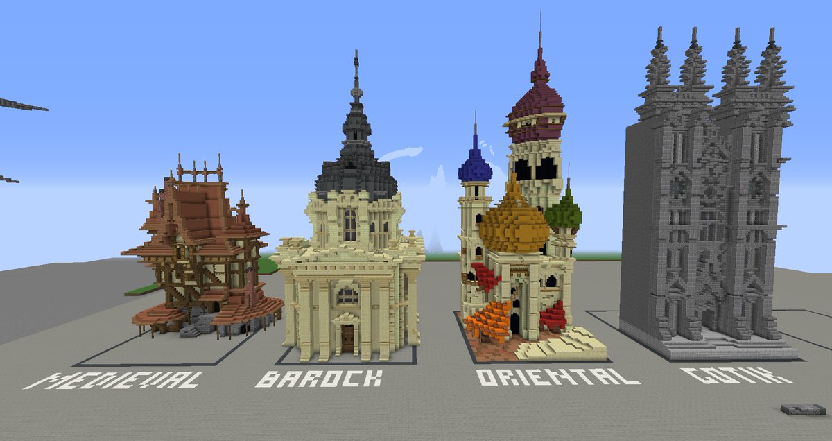 FranjoSchnabel's tweet photo. Some medieval, baroque, oriental and gotik structures I made lately on the @PixelBiester server. What do you guys think of these structures? https://t.co/MIS1dmktJN