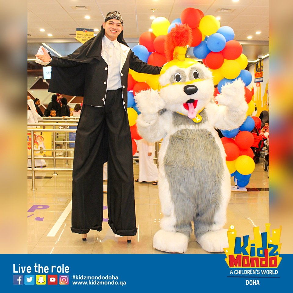 KidzMondoDoha's tweet photo. Dogzilla and his friends are excited to see you at KidzMondo with many surprises awaiting you!#KidzMondoDoha #LiveTheRole #EidMubarak #Qatar https://t.co/HpU5b71K9O