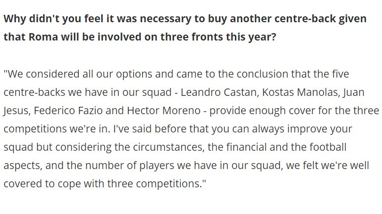 PaulRogers73's tweet photo. Not sure how many clubs would do what #ASRoma did - answering difficult questions from supporters about transfer decisions #transparency https://t.co/bA6GxtmFv0
