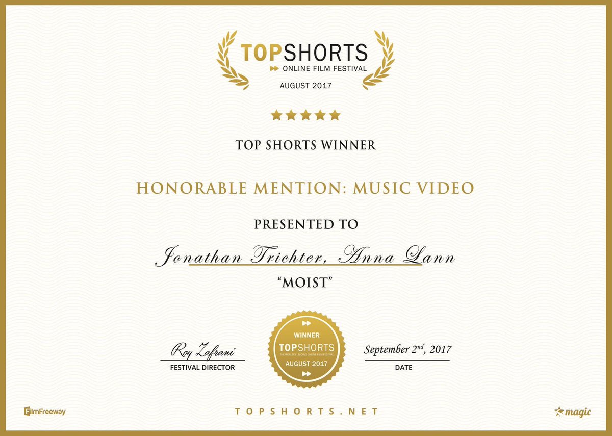 littleassembly's tweet image. Congratulations to Anna Lann for her @TopShorts Honorable Mention for the 'Moist' music video! #ALMoist #AnnaLann #MoistEP