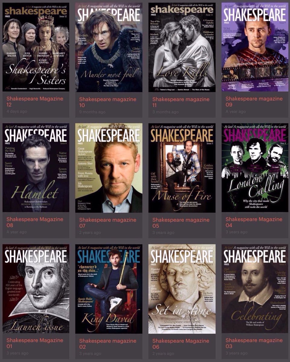 Teachers! Students! Librarians! Bibliophiles! Get all 12 issues of Shakespeare Magazine absolutely FREE. Pass it on. issuu.com/shakespearemag…