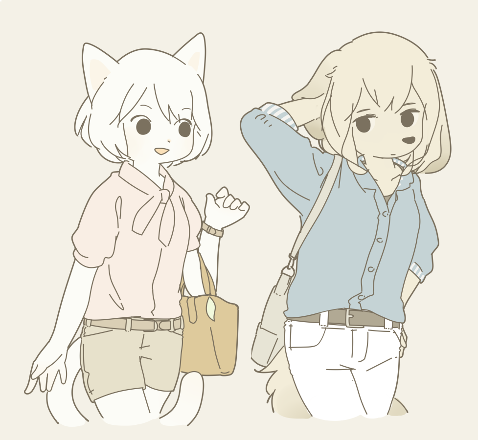イヌ先輩と後輩ネコ 