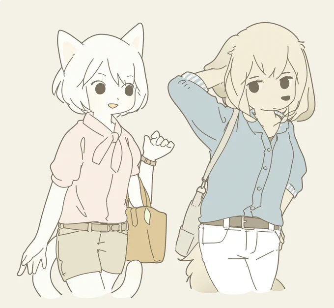 イヌ先輩と後輩ネコ 